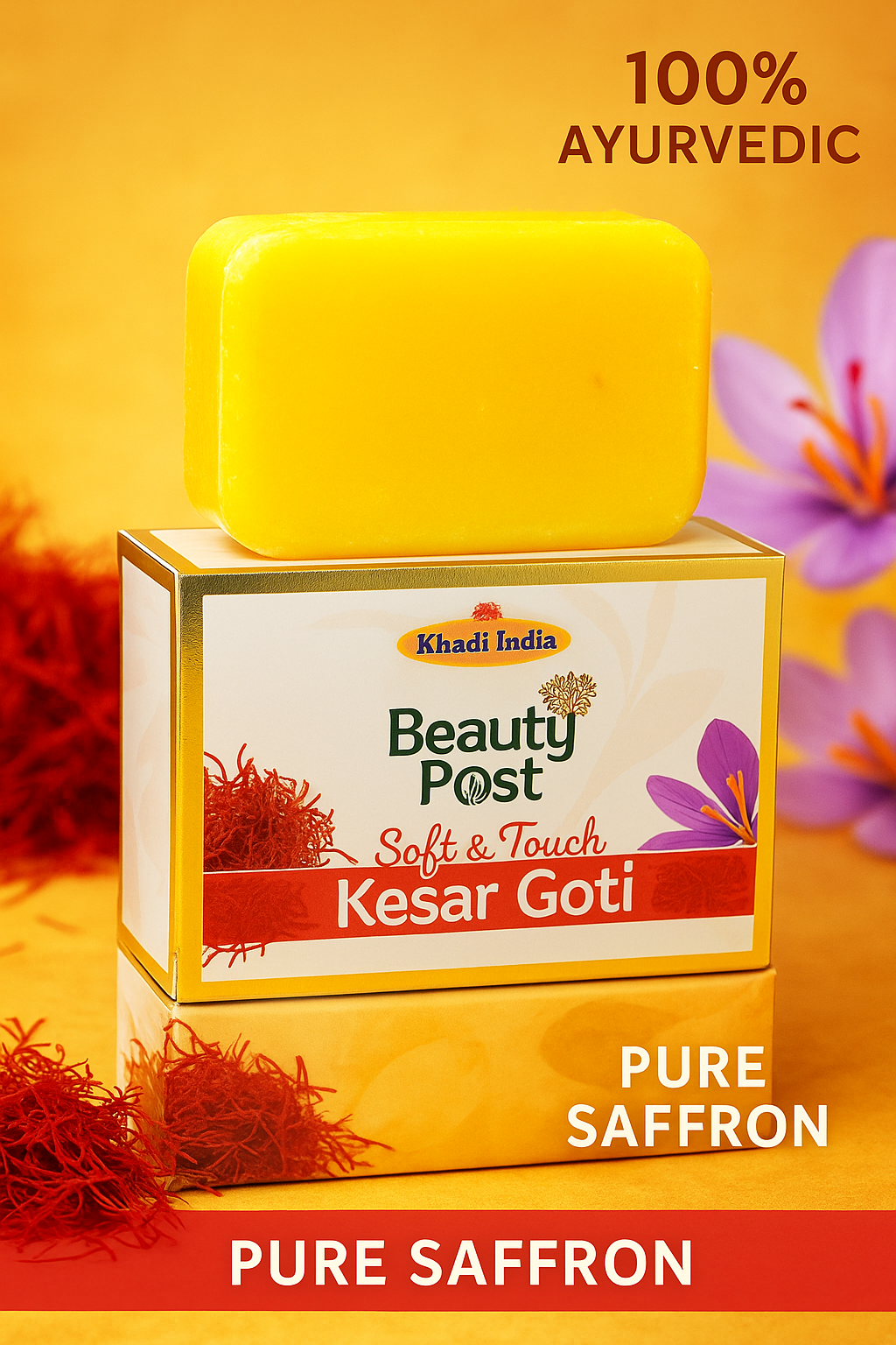 ✨ Beauty Post Kesar Goti (JAR) – Pure Saffron Ayurvedic Skin Brightening Soap ✨