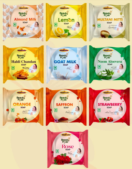 Beauty Post Natural Soap Combo - Complete 10 Varieties Pack (Khadi India Certified)